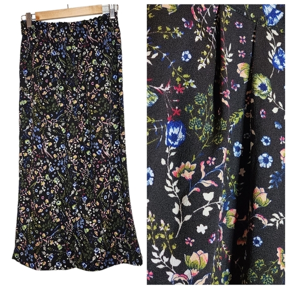 DR2 wideleg cropped stretch waist pockets floral pants - Picture 1 of 16